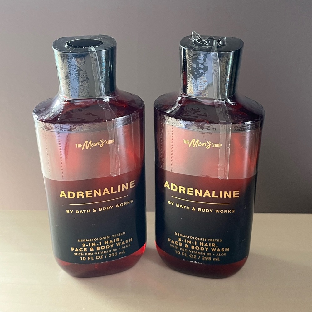 Two Men’s Bath & Body Works Adrenaline 3 In 1 Hair Face Body Washes
